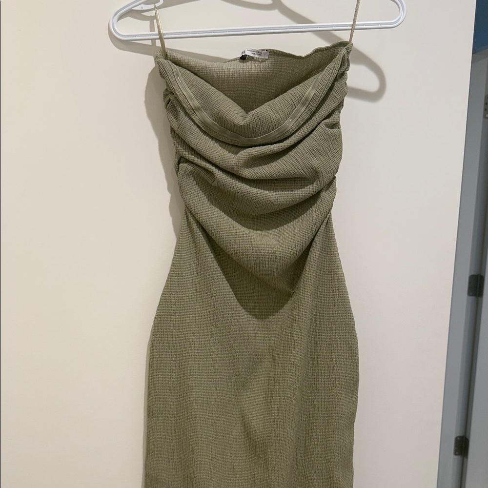 Zara Olive Strapless Dress